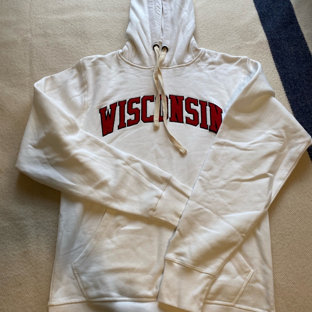 Wisconsin Badgers Hoodie League Collegiate Wear White Embroidered Small